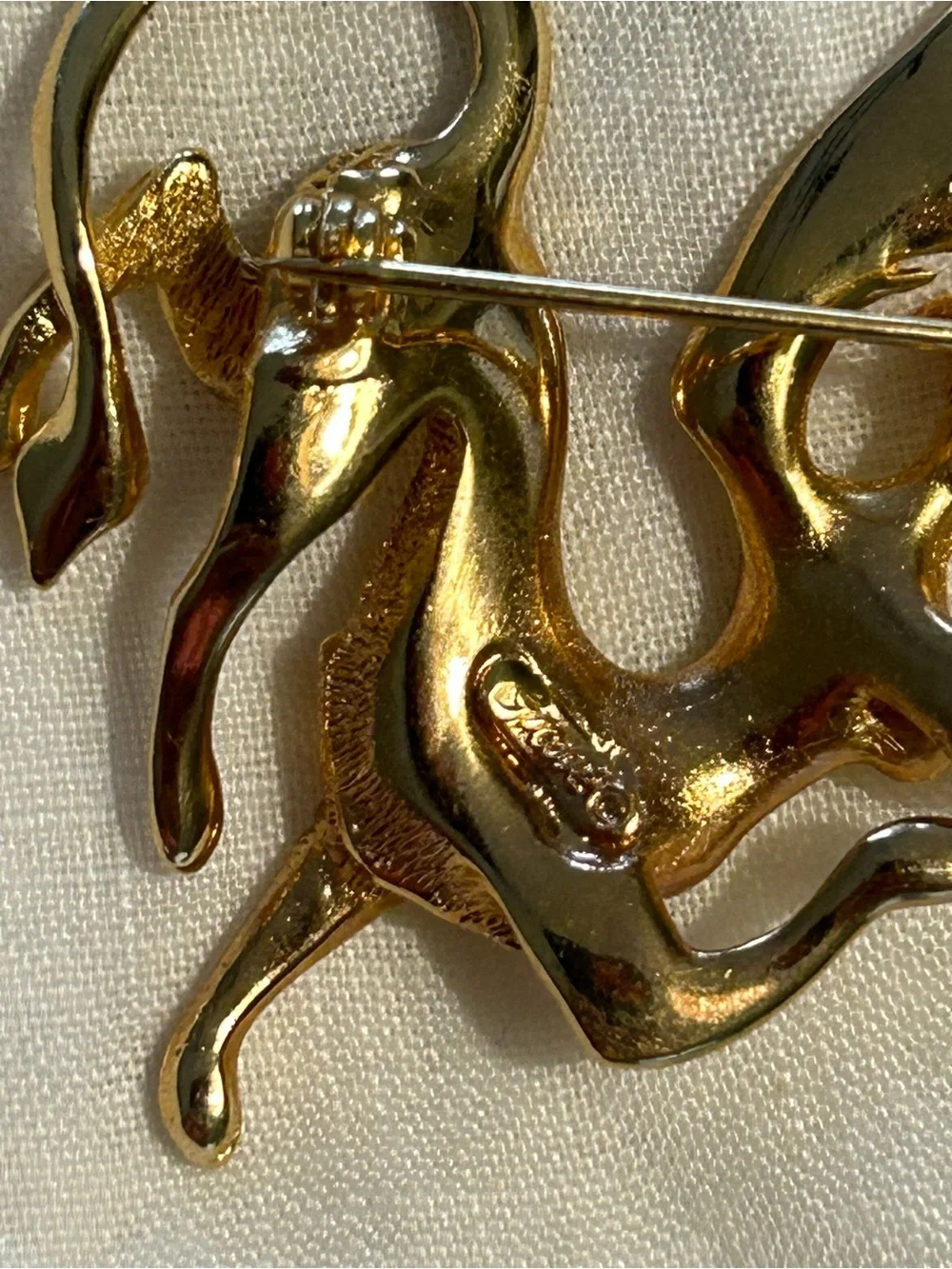 Gold-Tone Winged Mythical Creature Brooch for Women